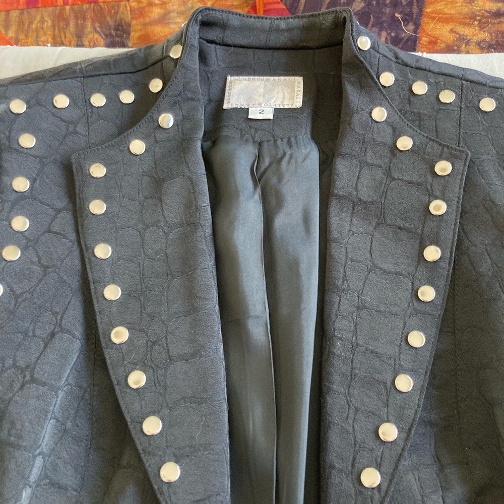 Alberto Makali, short studded jacket, black, vintage, size 2